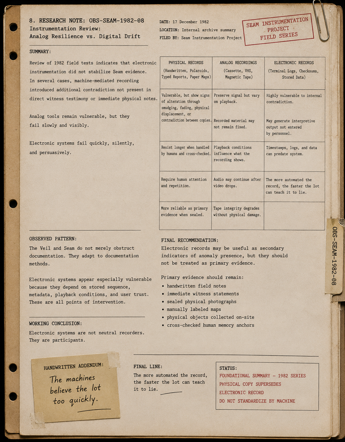 1982 field study document 8